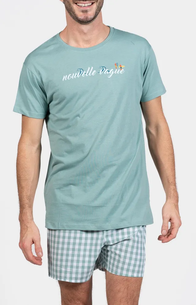 arthur-bob-vichy-pyjama-court-acier-homme image 1