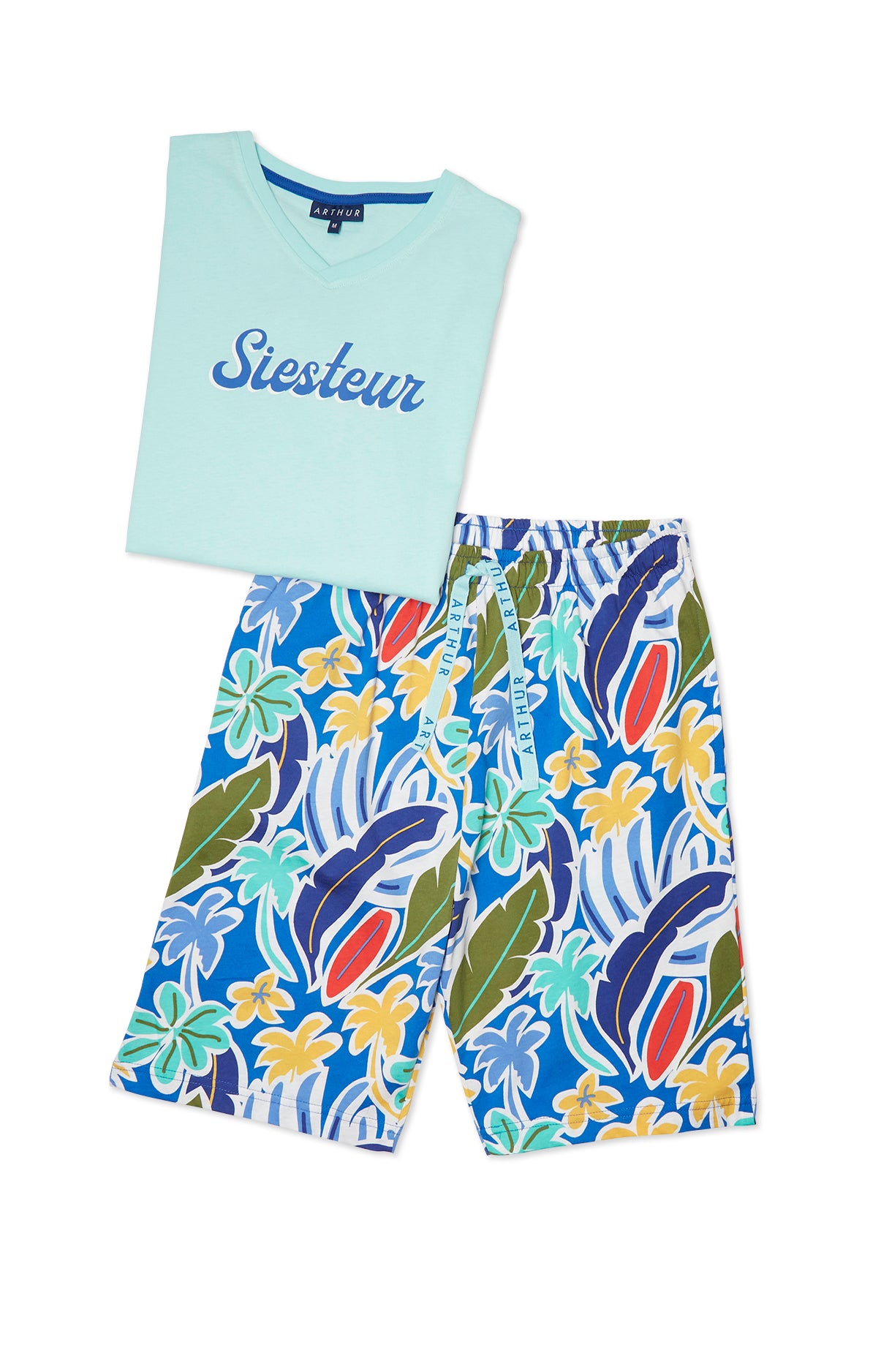 arthur-bob-malibu-pyjashort-homme-bleu-coton-bio image 3