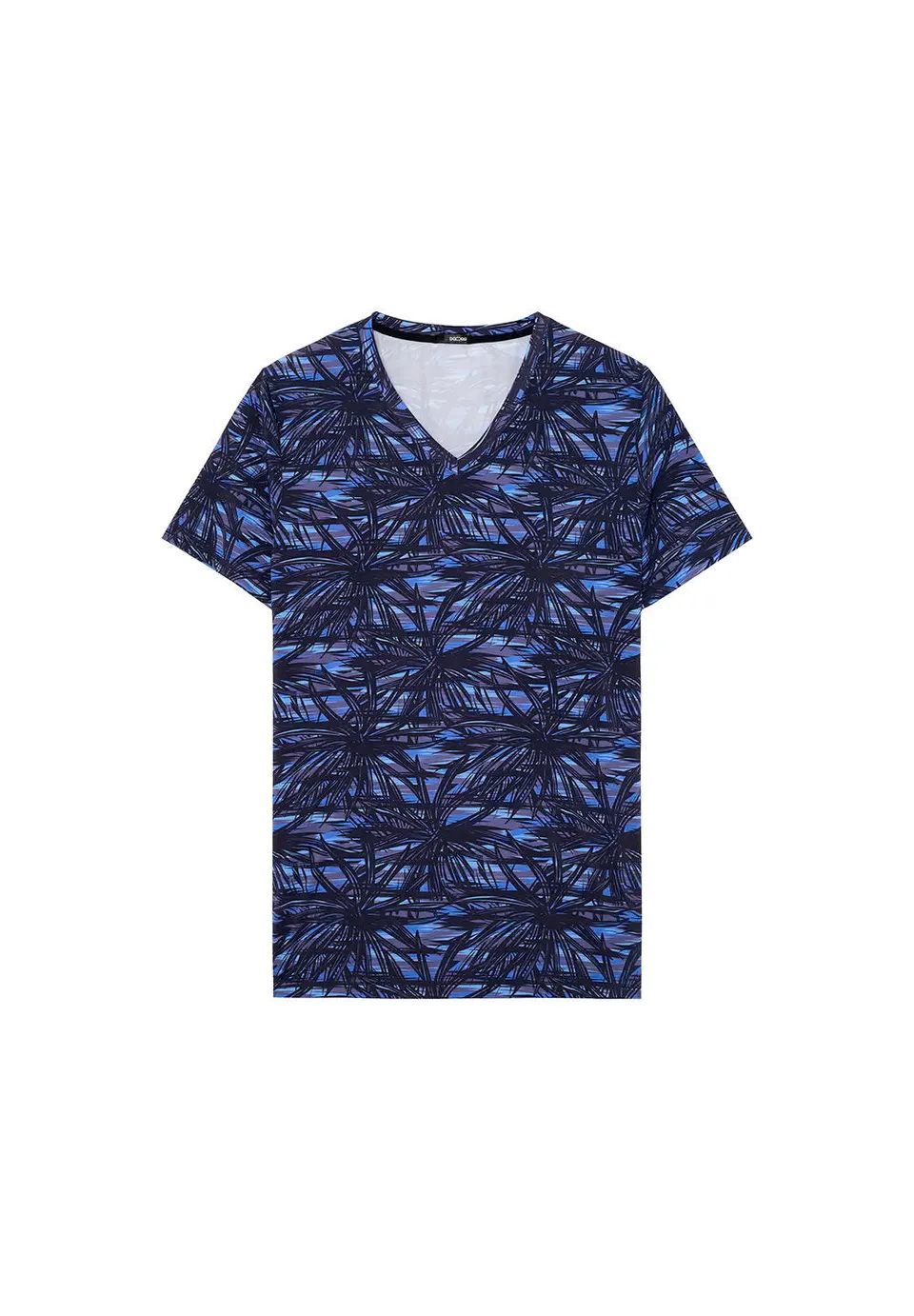 hom-supreme-cotton-star-island-tee-shirt-col-v-imprim-bleu-microfibre image 1