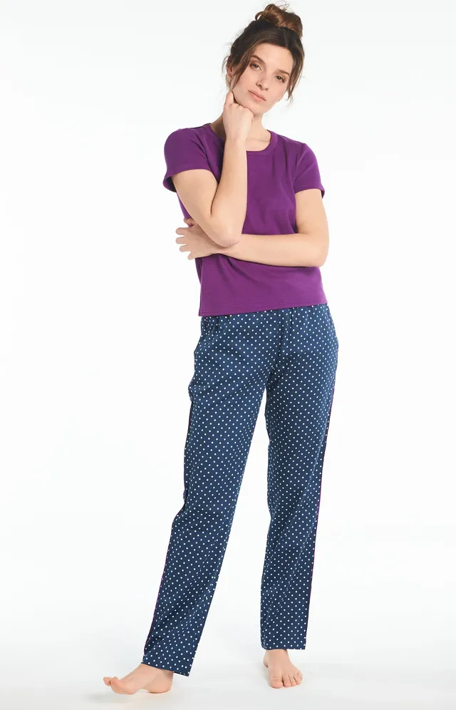 arthur-bob-pois-pantalon-pyjama-coton-bio-marine-femme image 1