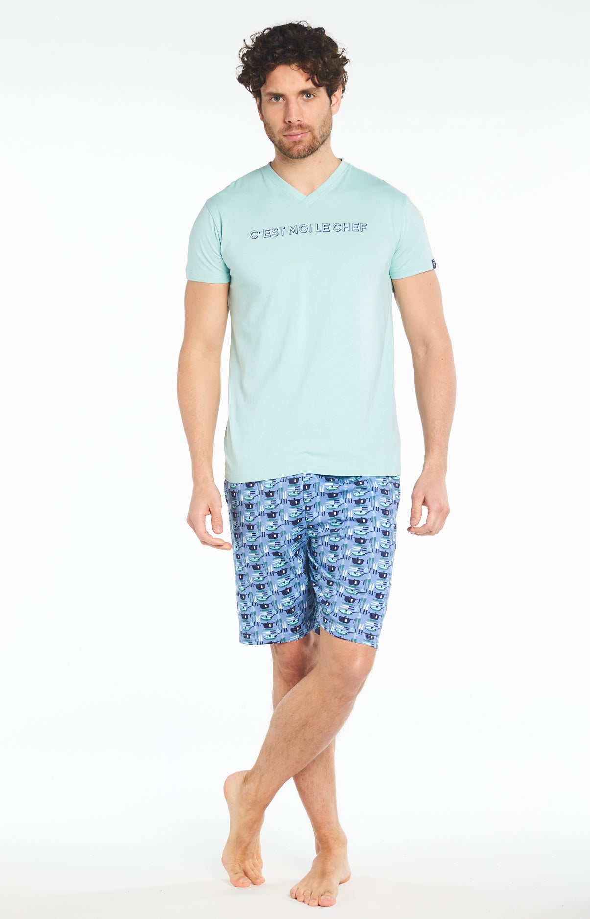 arthur-bob-c-est-moi-le-chef-pyjashort-bleu-coton-bio image 2