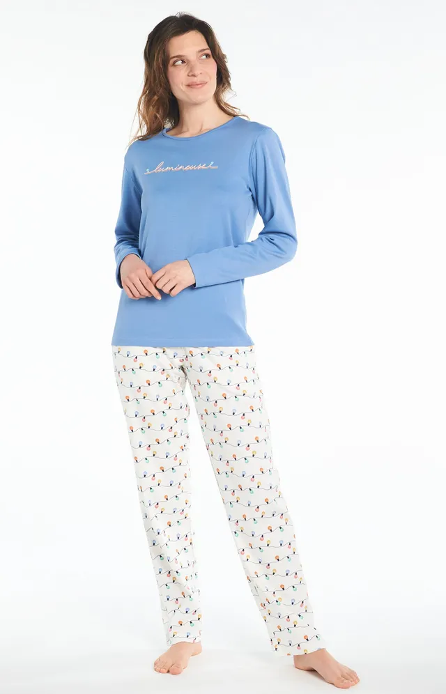arthur-bob-ampoule-pyjama-long-femme-ivoire-coton image 1