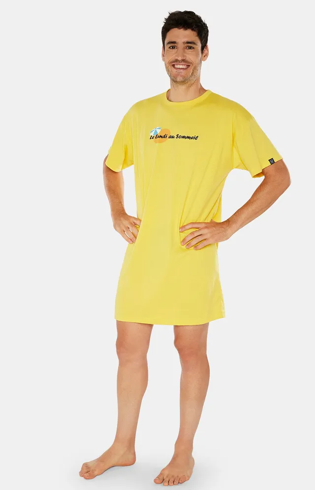 arthur-bob-maxi-tee-shirt-lundi-au-sommeil-jaune-tu-coton-bio image 1