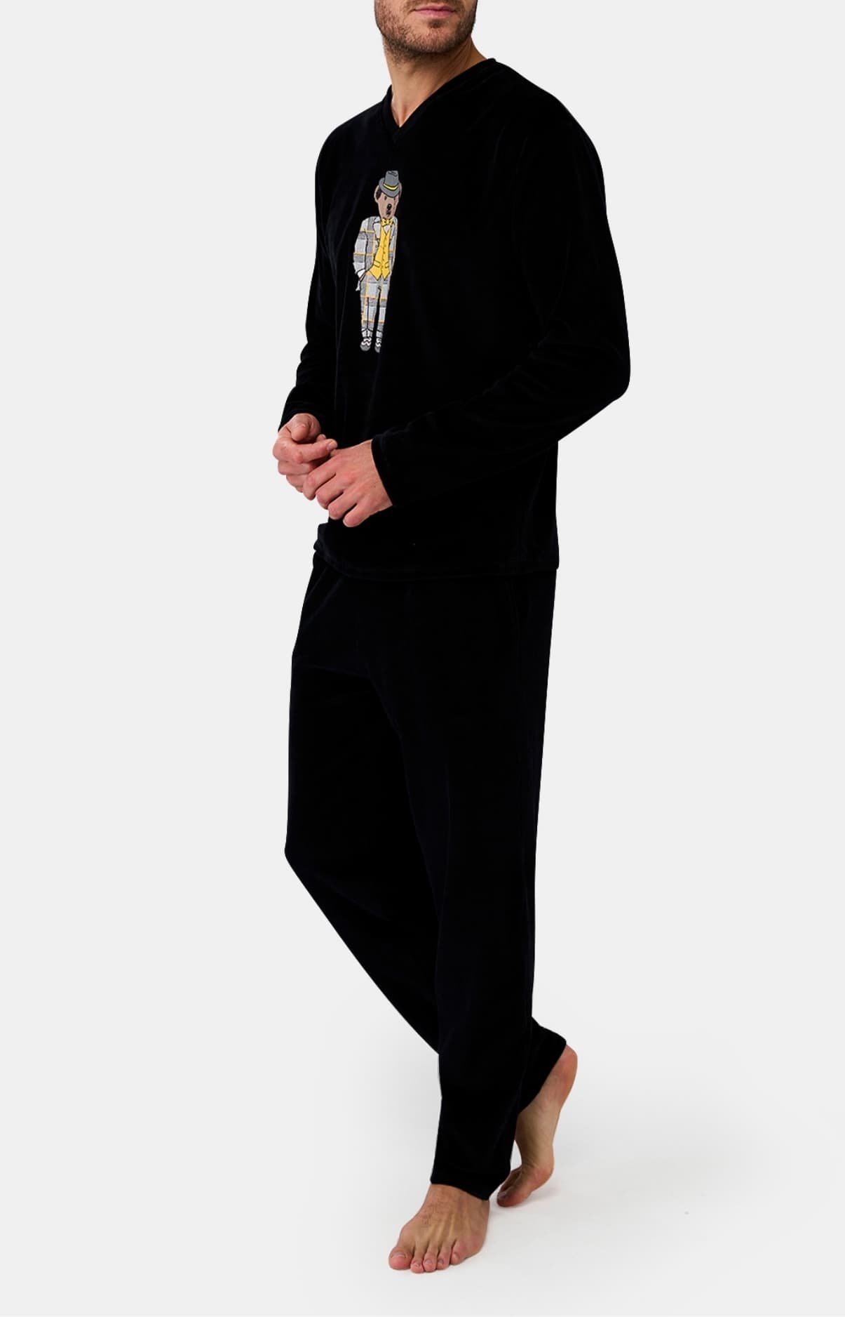 arthur-bob-polaire-pyjama-homme-noir-manches-longues image 3