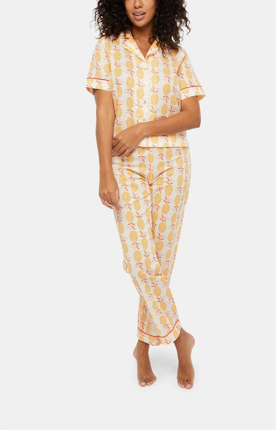 arthur-bob-pyjama-boutonn-ananas-pyjama-femme-jaune image 1