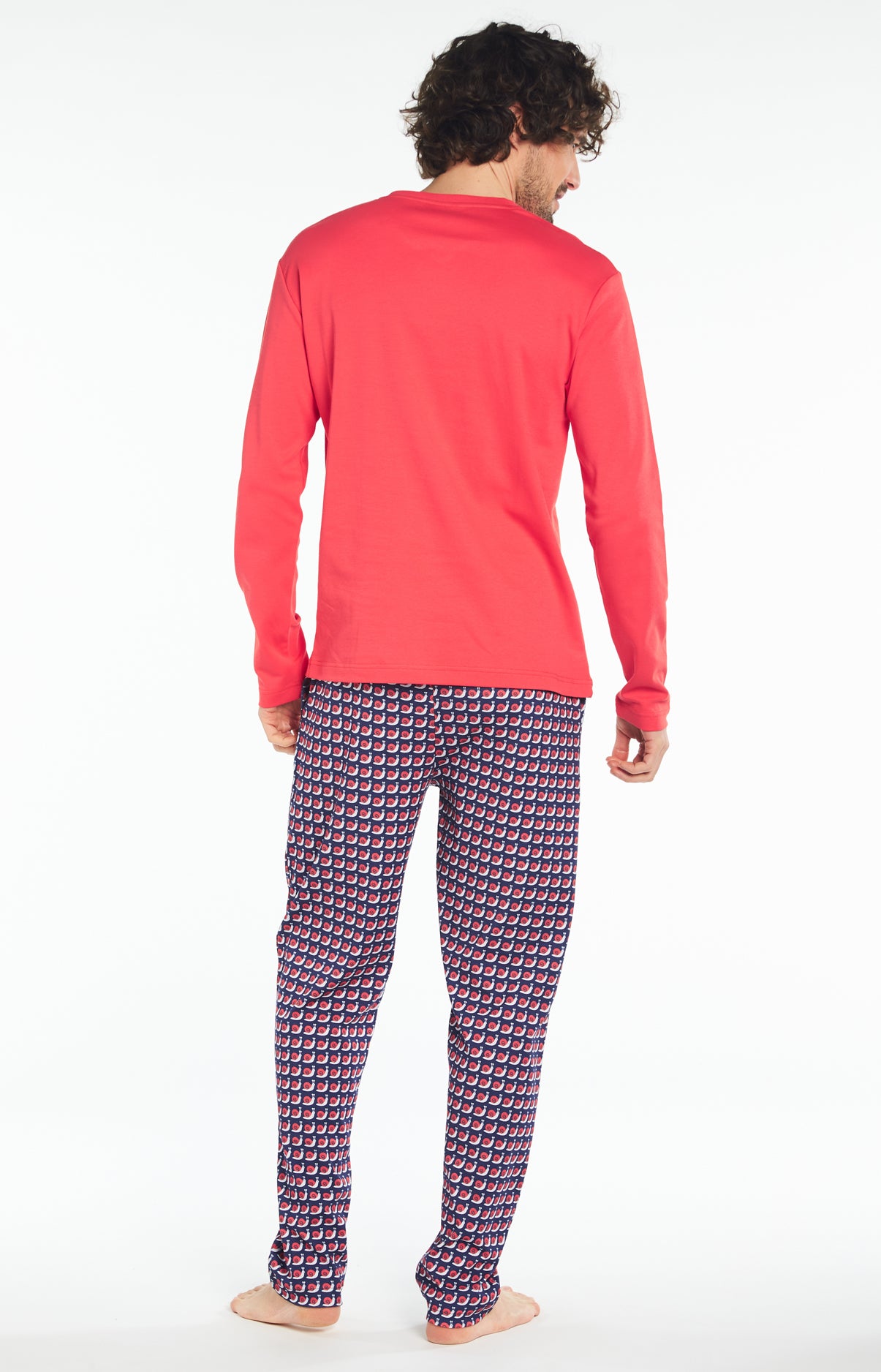 arthur-bob-trainer-pyjama-long-homme-rouge-coton-bio image 5