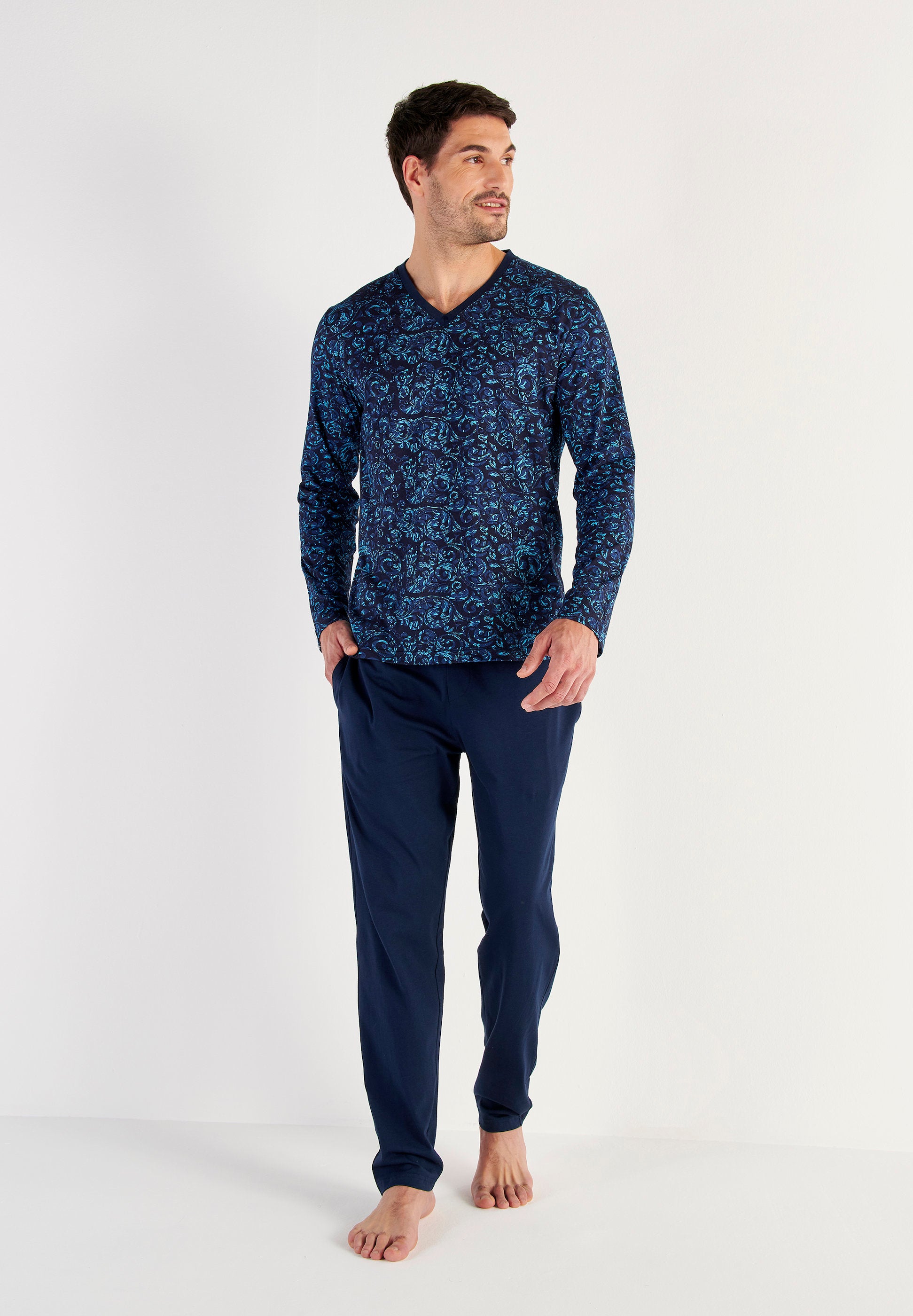 hom-modal-comfort-brian-pyjama-homme-imprim-bleu-coton image 4