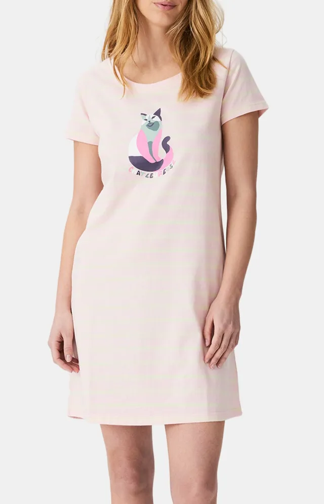arthur-bob-chatleureuse-chemise-de-nuit-rose-coton-bio image 1