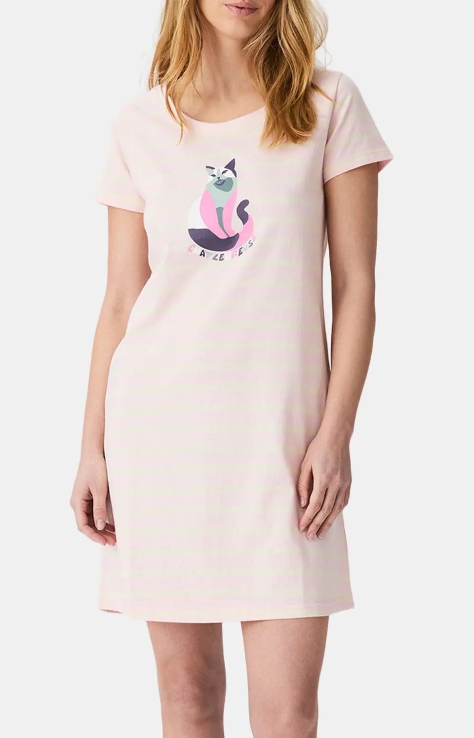 arthur-bob-chatleureuse-chemise-de-nuit-rose-coton-bio image 1