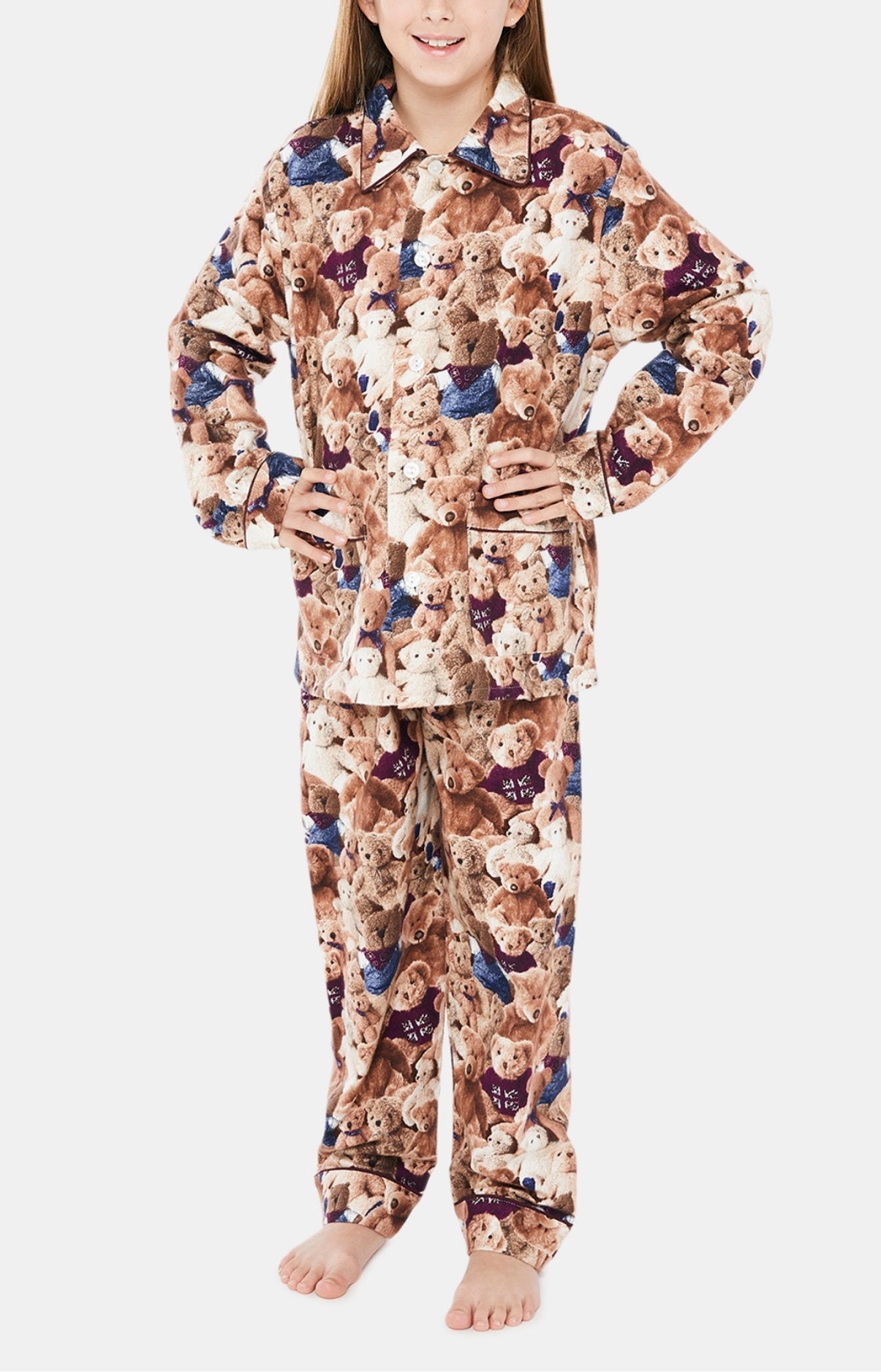 arthur-teddy-pyjama-enfant-pilou-beige-boutonn image 2