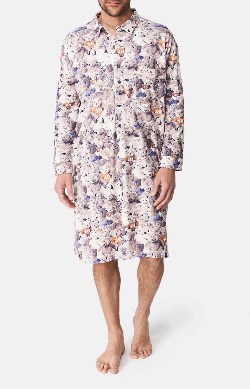 arthur-bob-teddy-40-ans-chemise-de-nuit-homme-noisette-bio image 1