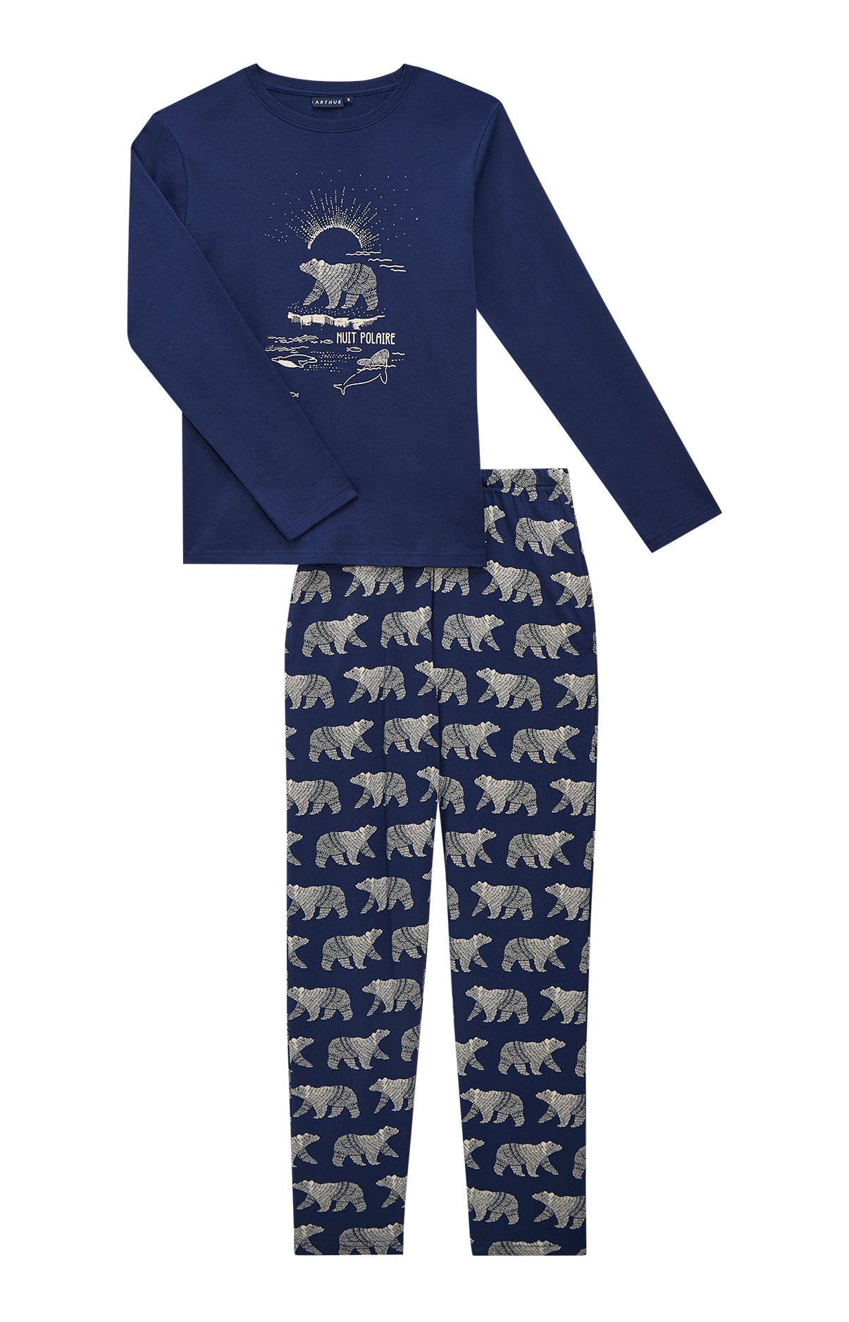 arthur-bob-nuit-polaire-pyjama-marine-coton-bio image 3