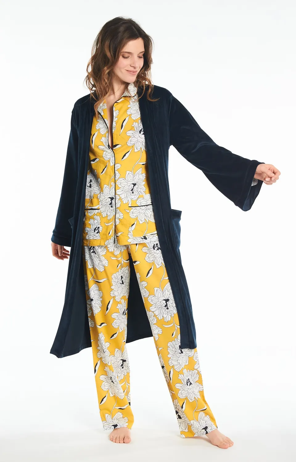 arthur-bob-peignoir-uni-peignoir-femme-nuit-bleu-classique image 1