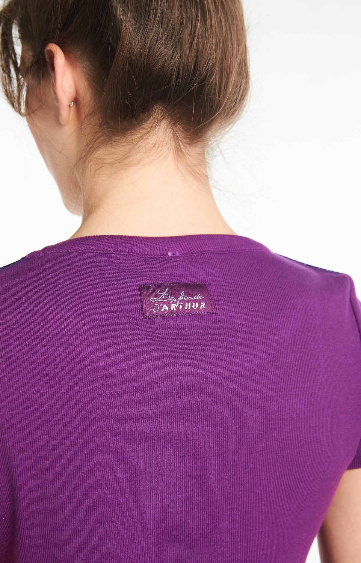 arthur-bob-tee-shirt-uni-violet-coton-c-tel-femme-s image 4