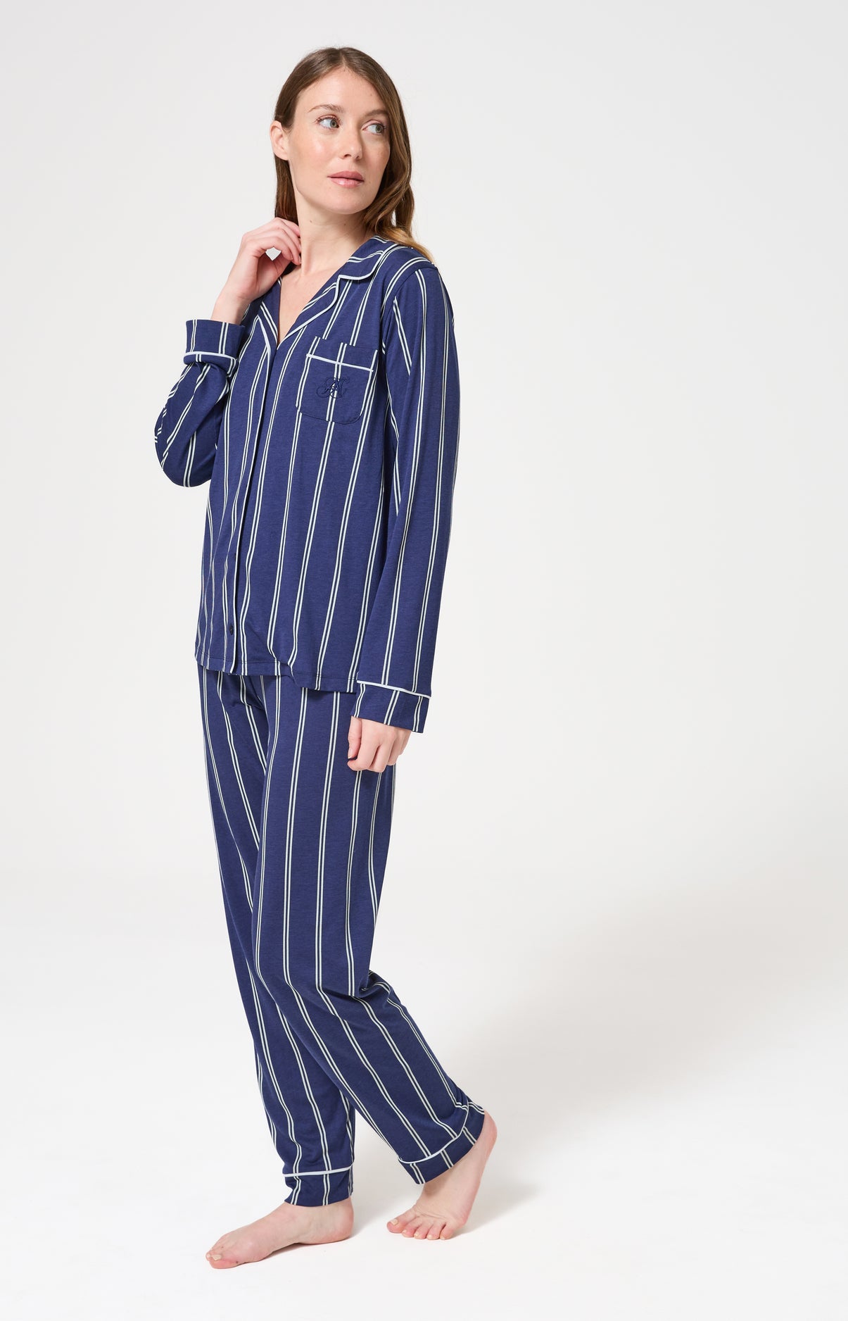 arthur-bob-ray-pyjama-long-boutonn-marine image 4