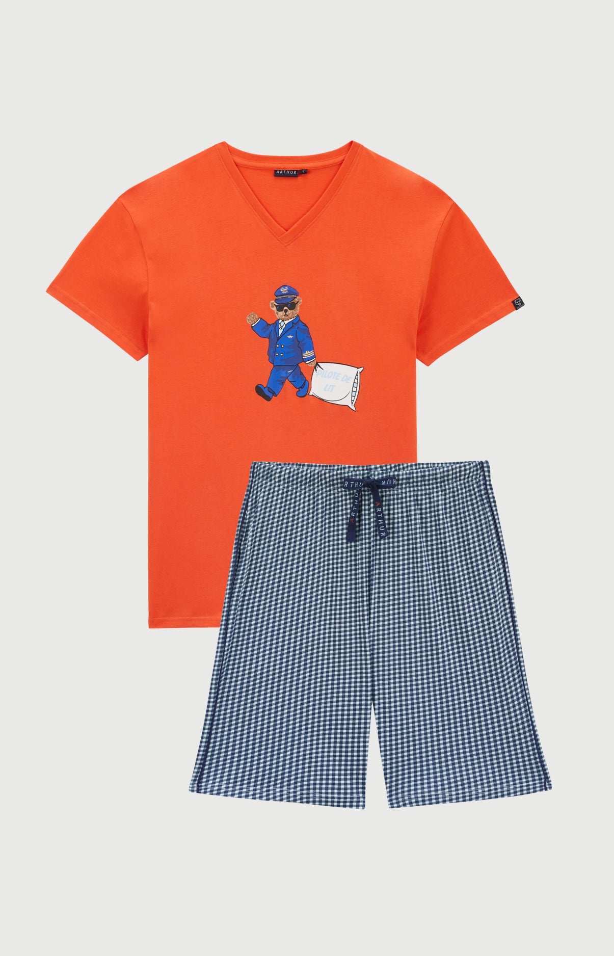 arthur-bob-pilote-de-lit-pyjashort-coton-marine image 3