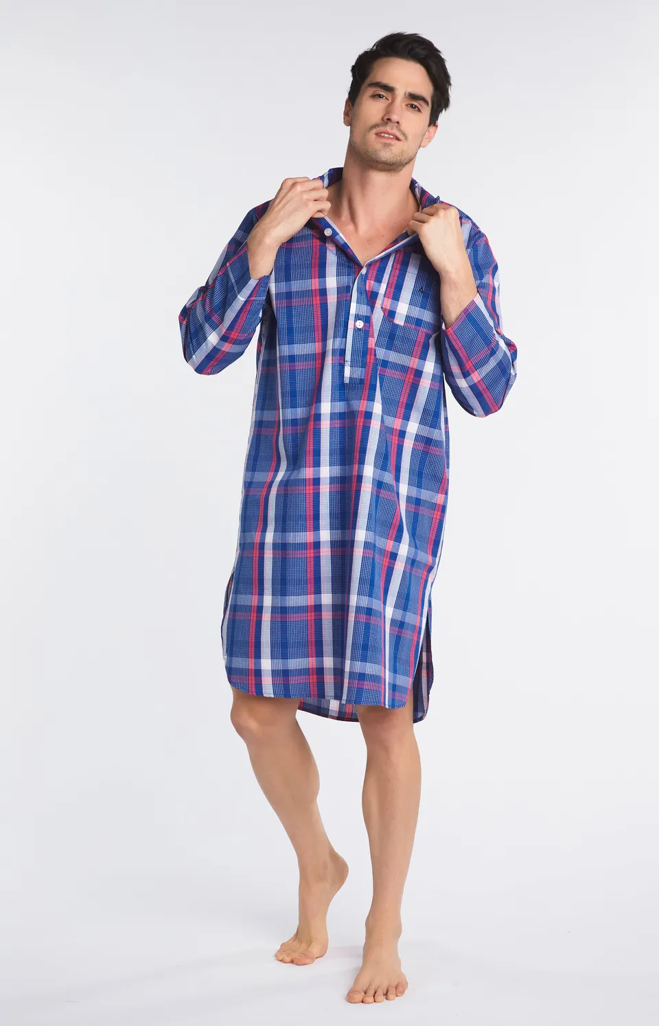arthur-bob-chemise-op-ra-chemise-de-nuit-marine-tartan-bio image 1