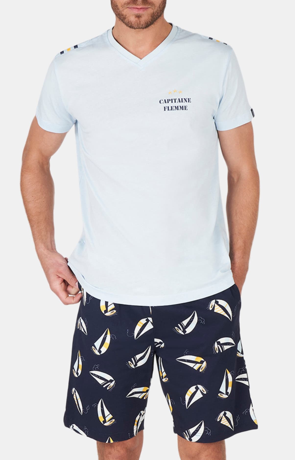 arthur-bob-pyjashort-capitaine-flemme-azur-bio image 1