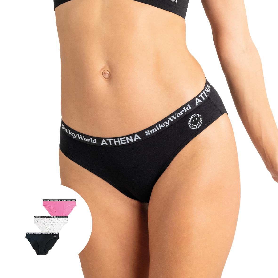 athena-graphic-smileyworld-lot-3-culottes-femme-coton image 2
