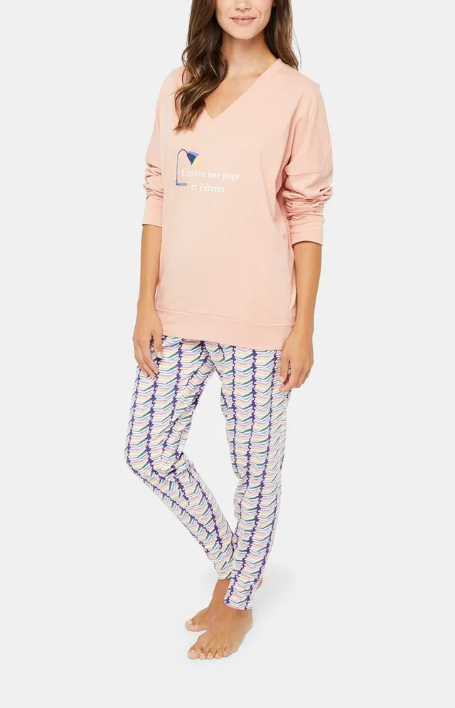 arthur-bob-bouquins-pyjama-femme-rose-long-coton image 1
