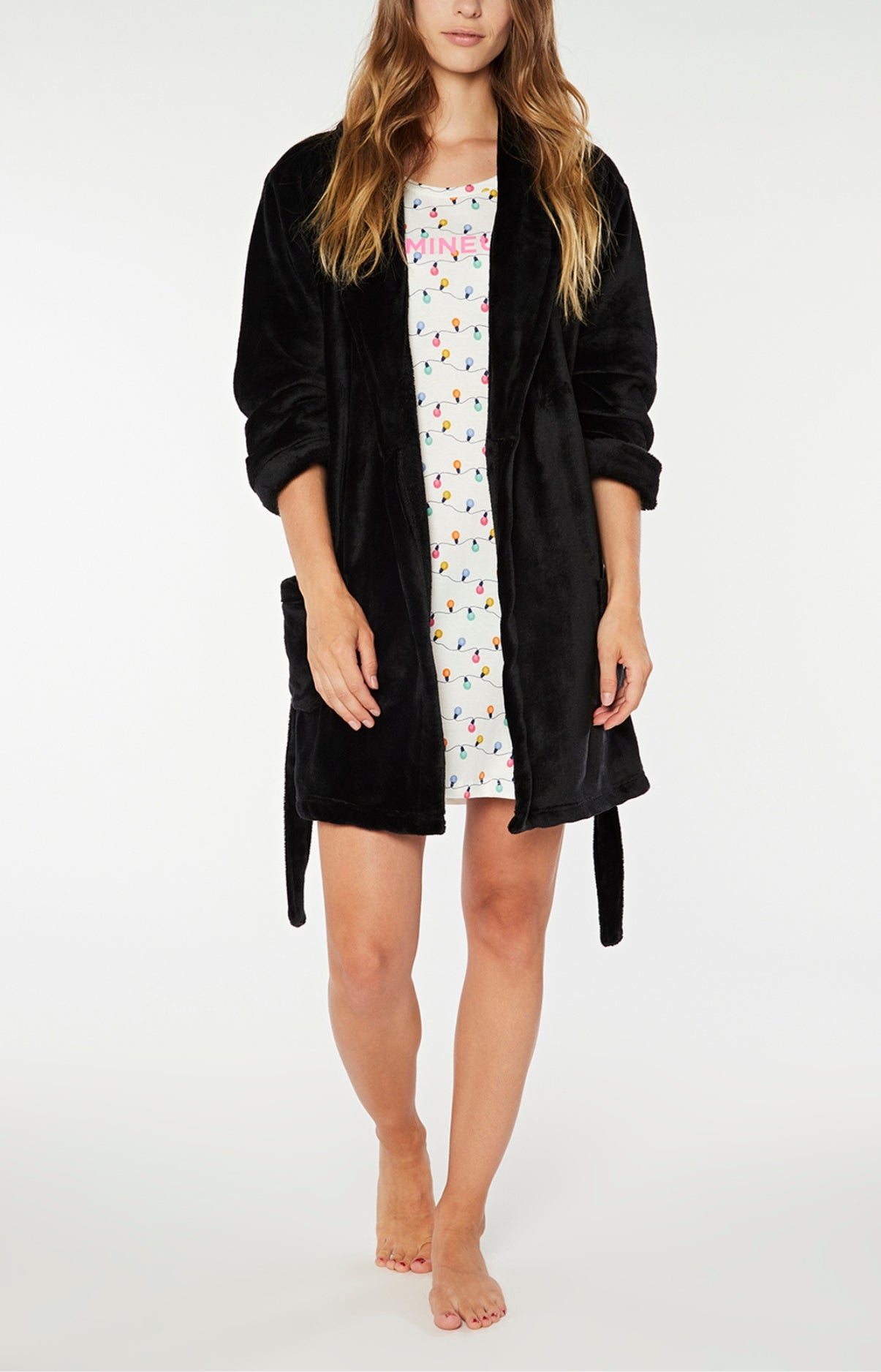 arthur-bob-uni-robe-de-chambre-femme-noir-polaire-classique image 1