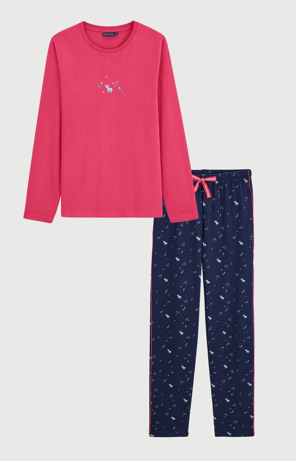 arthur-bob-cerf-d-hiver-pyjama-femme-marine-coton-bio image 3