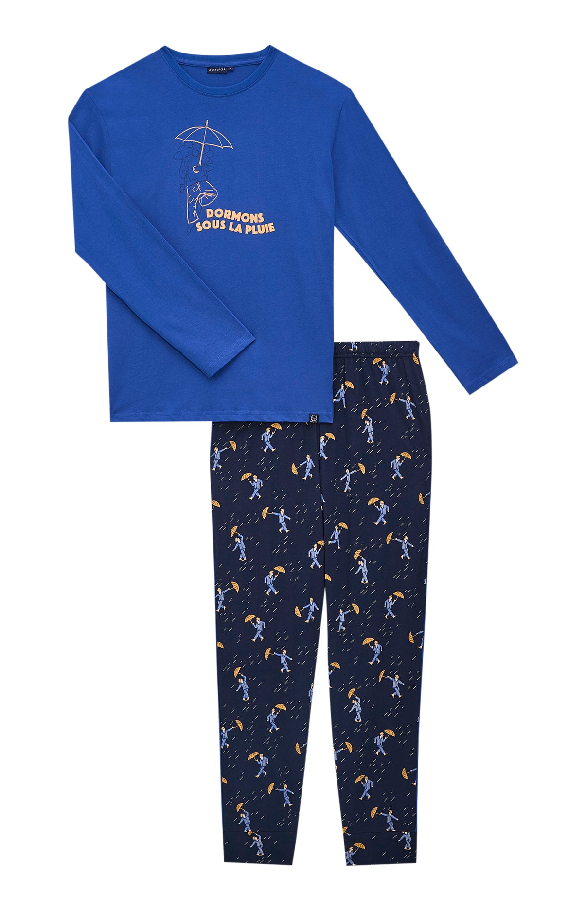 arthur-bob-dormons-sous-la-pluie-pyjama-homme-gris-coton-bio image 3