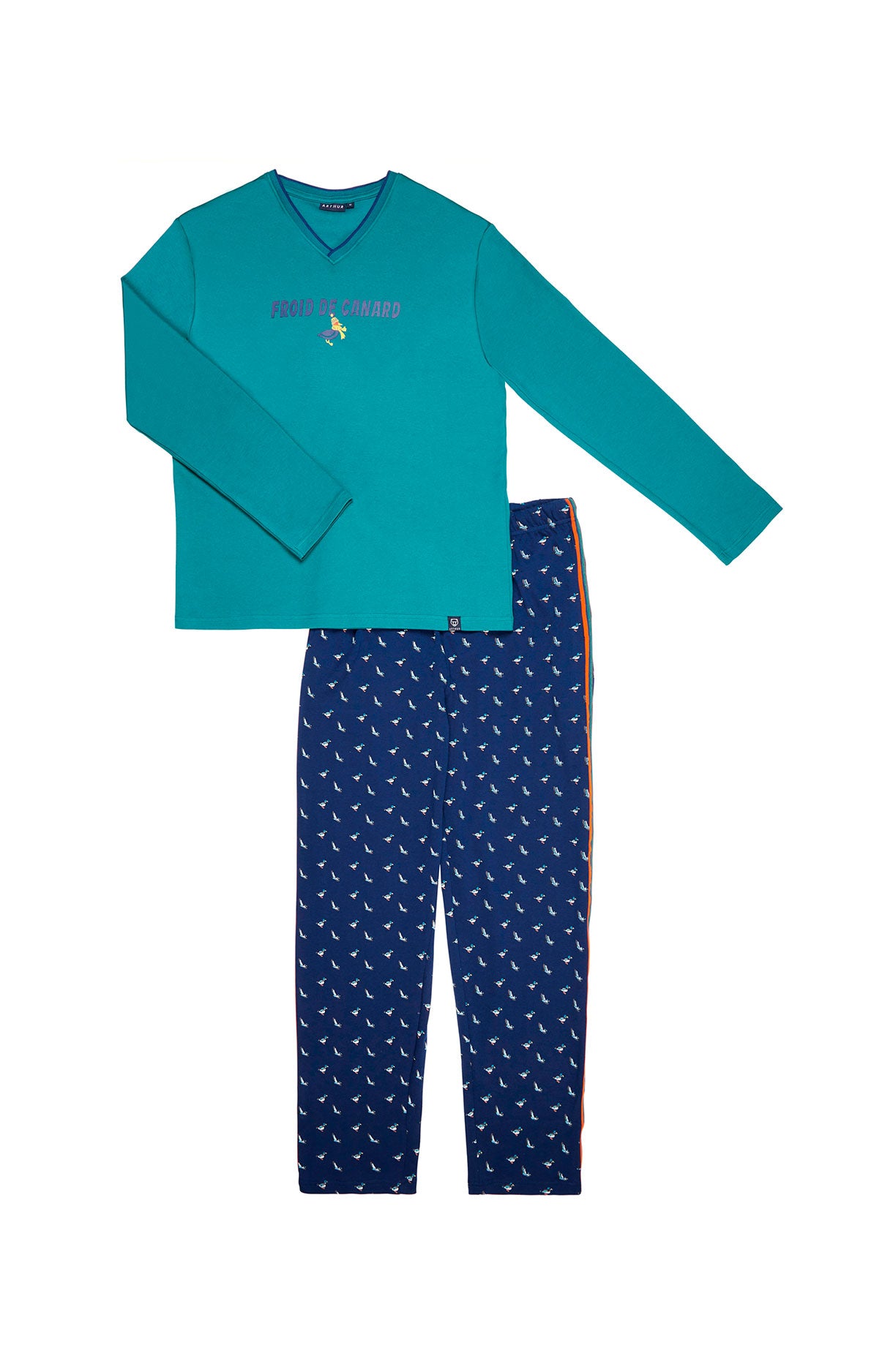 arthur-bob-froid-de-canard-colvert-pyjama-homme-marine-coton-bio image 3