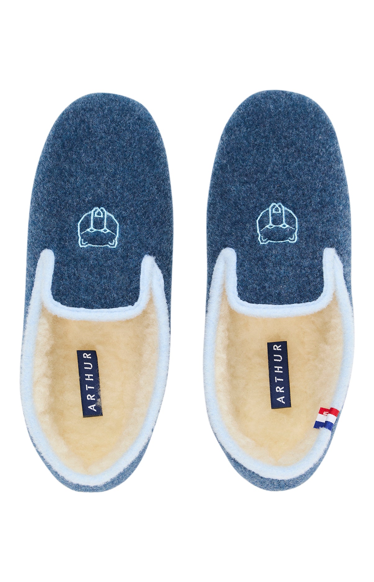 arthur-bob-charentaises-piste-bleue-pantoufles-denim-laine image 3