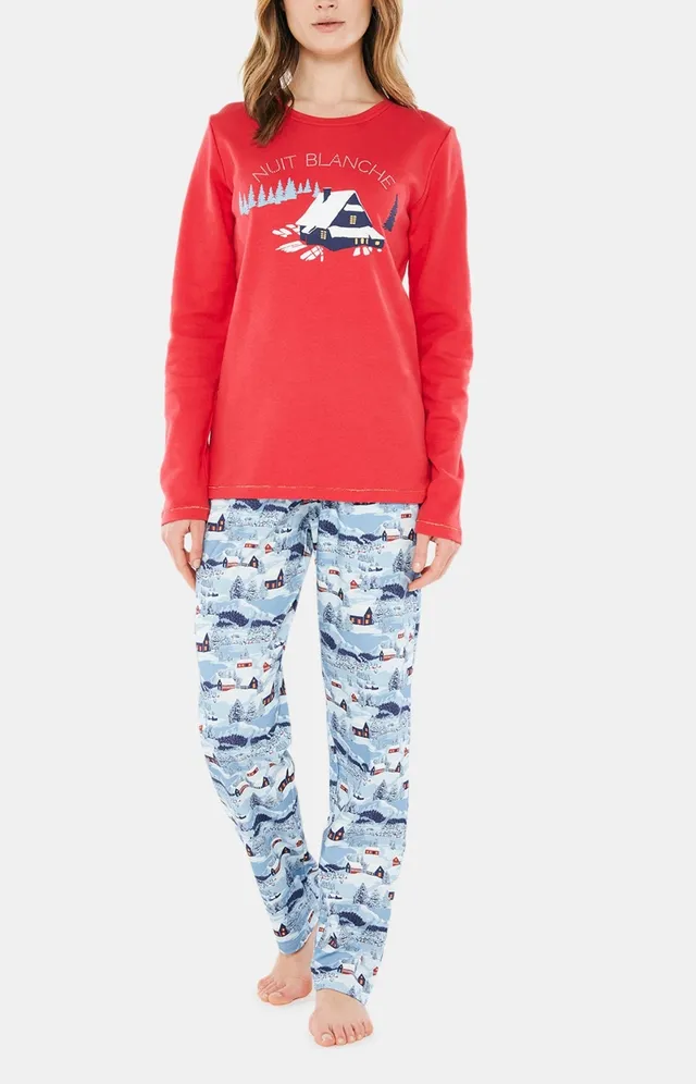 arthur-petits-chalets-pyjama-femme-bleu-coton-bio image 1