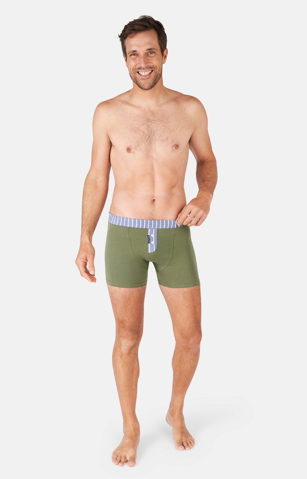 arthur-bob-club-boxer-homme-kaki-coton-bio-uni image 1