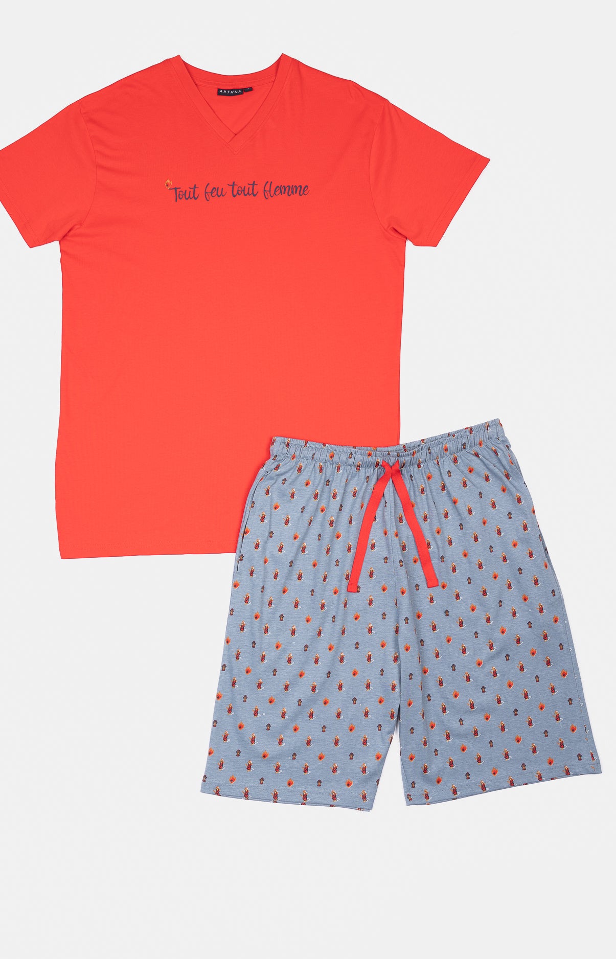 arthur-bob-pompier-pyjashort-homme-jean-coton image 3