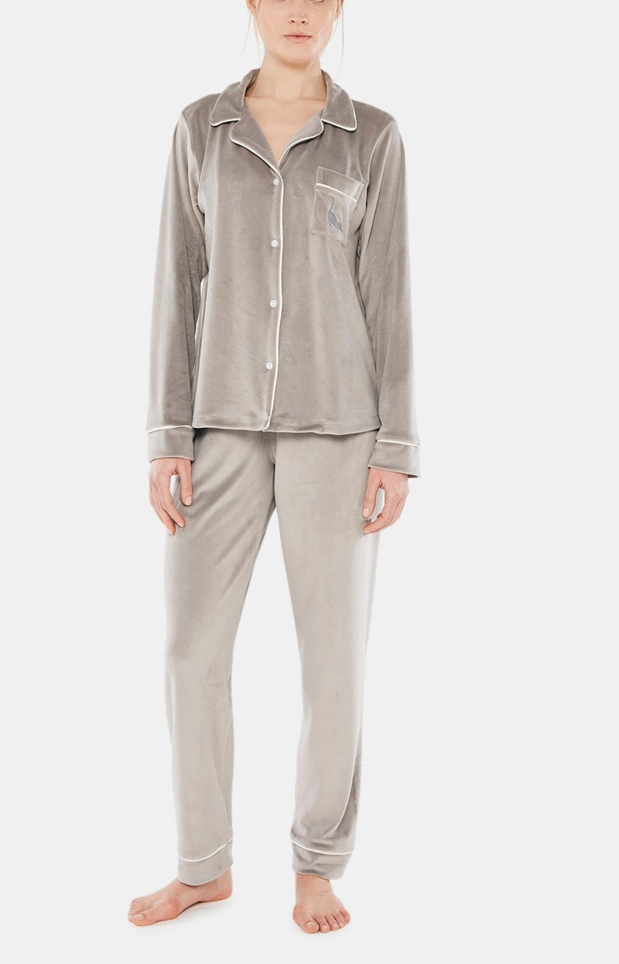 arthur-bob-velours-pyjama-femme-gris-boutonn-chaud image 1