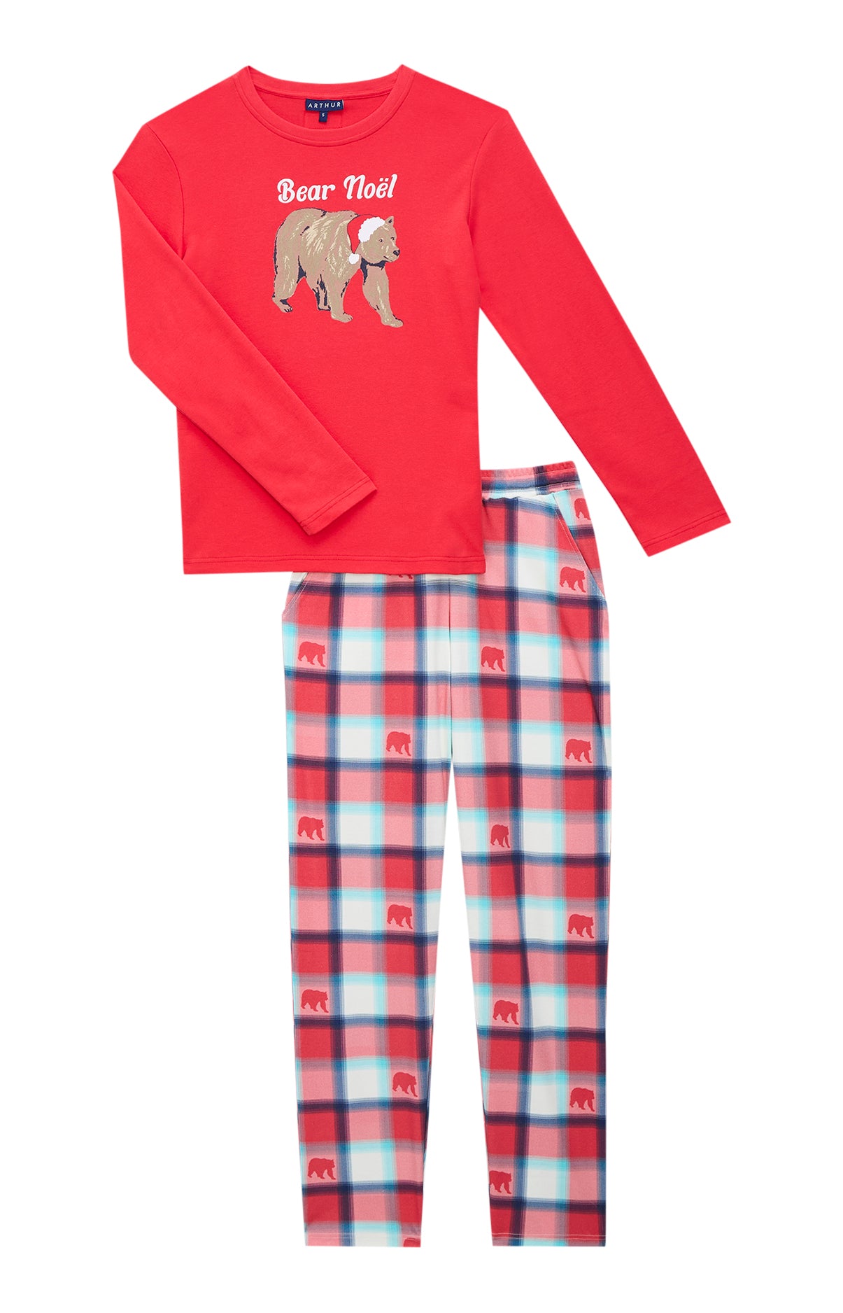 arthur-bob-bear-no-l-pyjama-femme-coton-bio-rouge image 3