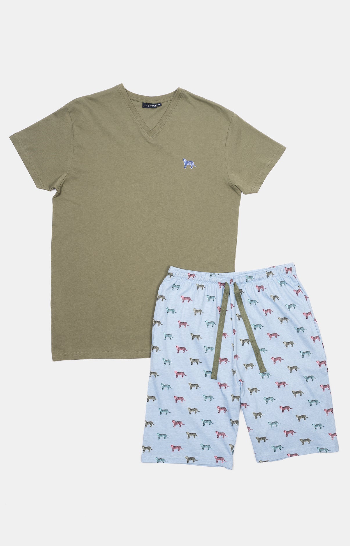 arthur-bob-pyjashort-gu-pard-pyjama-homme-ciel-coton image 3