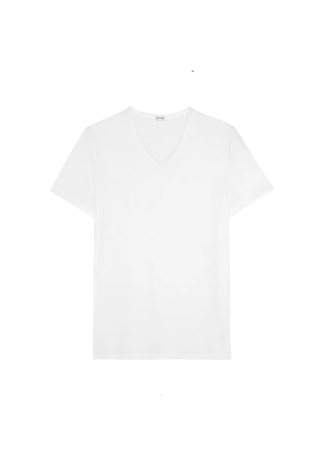 hom-classic-400206-t-shirt-col-v-blanc-coton-modal-manche image 1