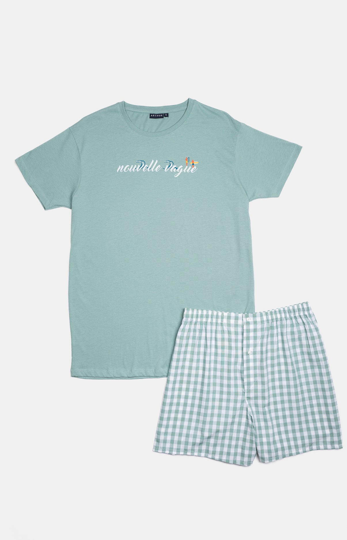 arthur-bob-vichy-pyjama-court-acier-homme image 3