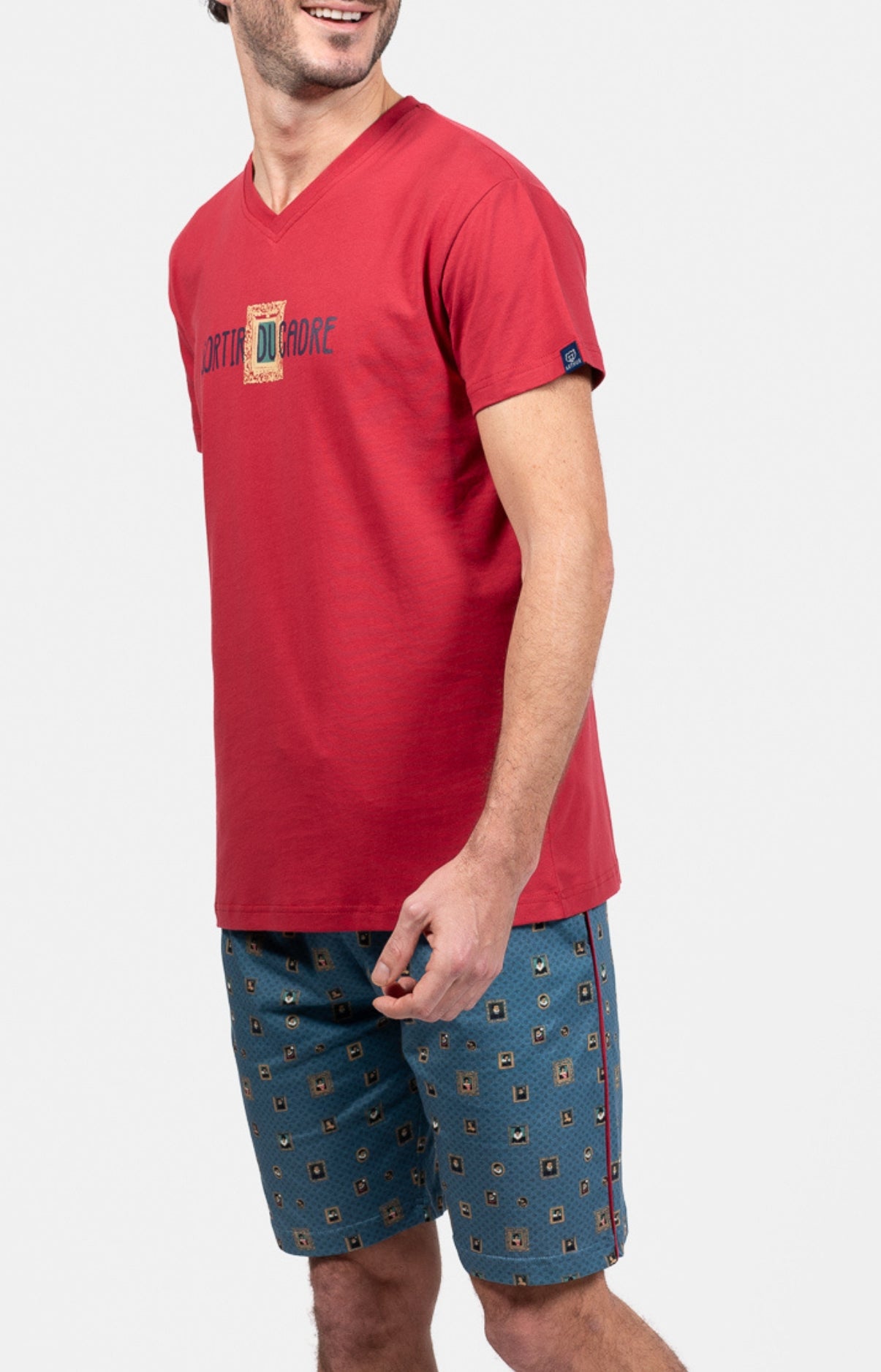 arthur-cadre-pyjashort-homme-bleu-m-coton-bio image 4