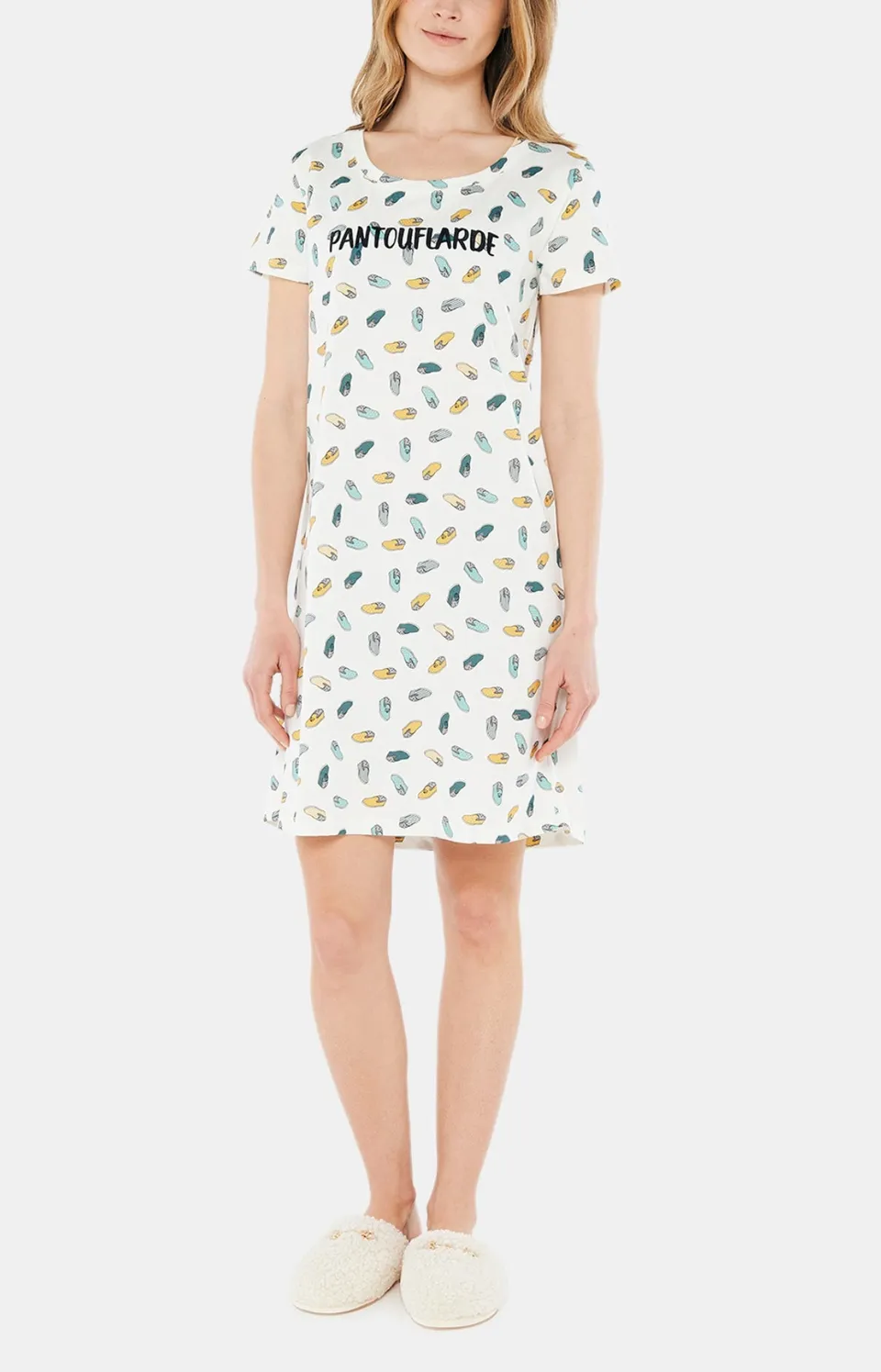 arthur-bob-pantouflard-chemise-de-nuit-ivoire-coton-bio image 1
