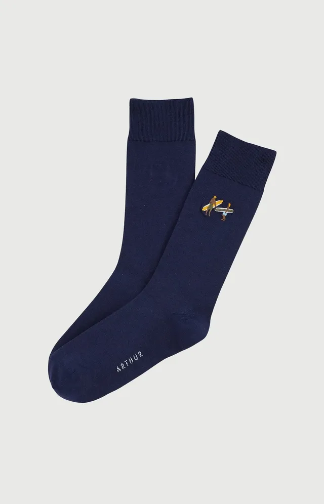 arthur-bob-surf-chaussettes-marine-coton-brod image 1