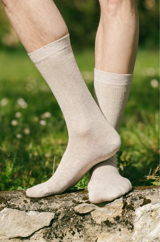 p-trone-chaussettes-lin-coton-homme-beige-chin-43-46 image 1
