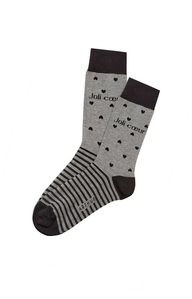 arthur-bob-joli-coeur-chaussettes-homme-gris-40-46-fantaisie image 1