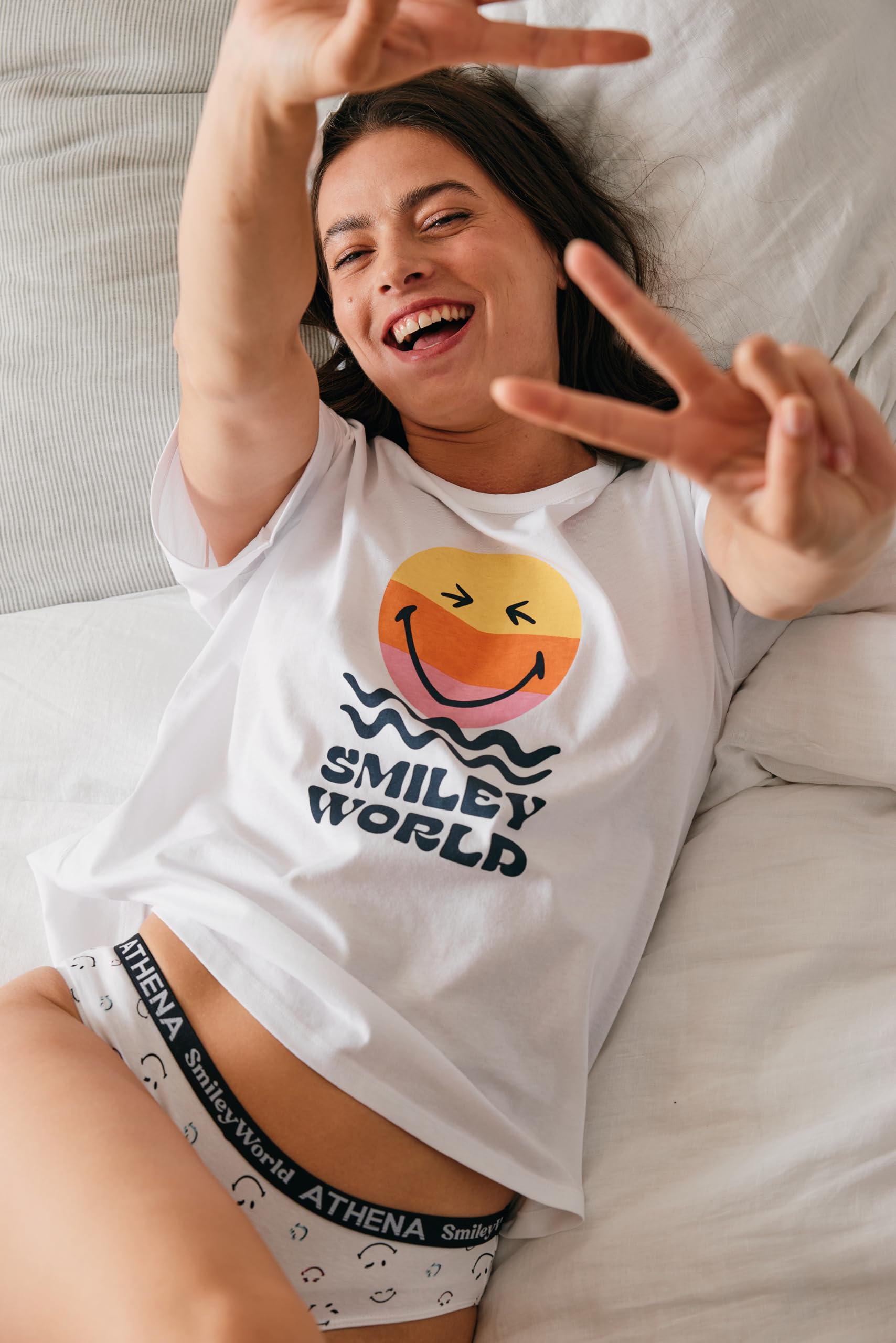athena-graphic-pyjama-court-femme-m-coton-smiley image 5
