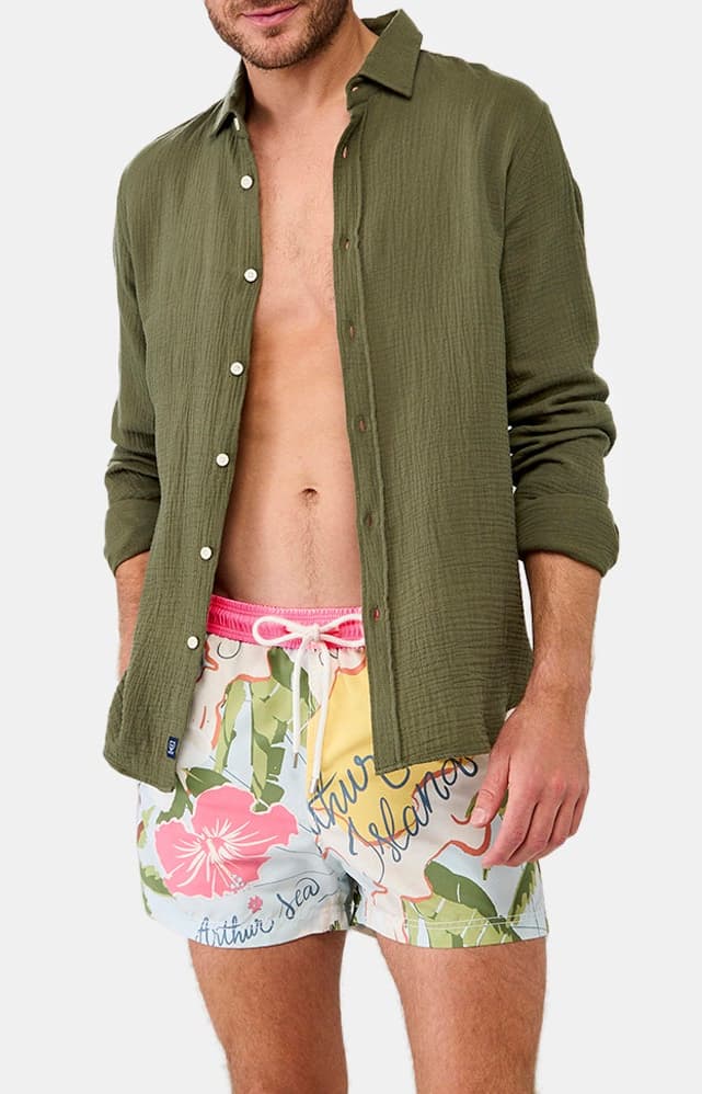 arthur-bob-chemise-gaze-coton-kaki-manches-longues-regular image 5