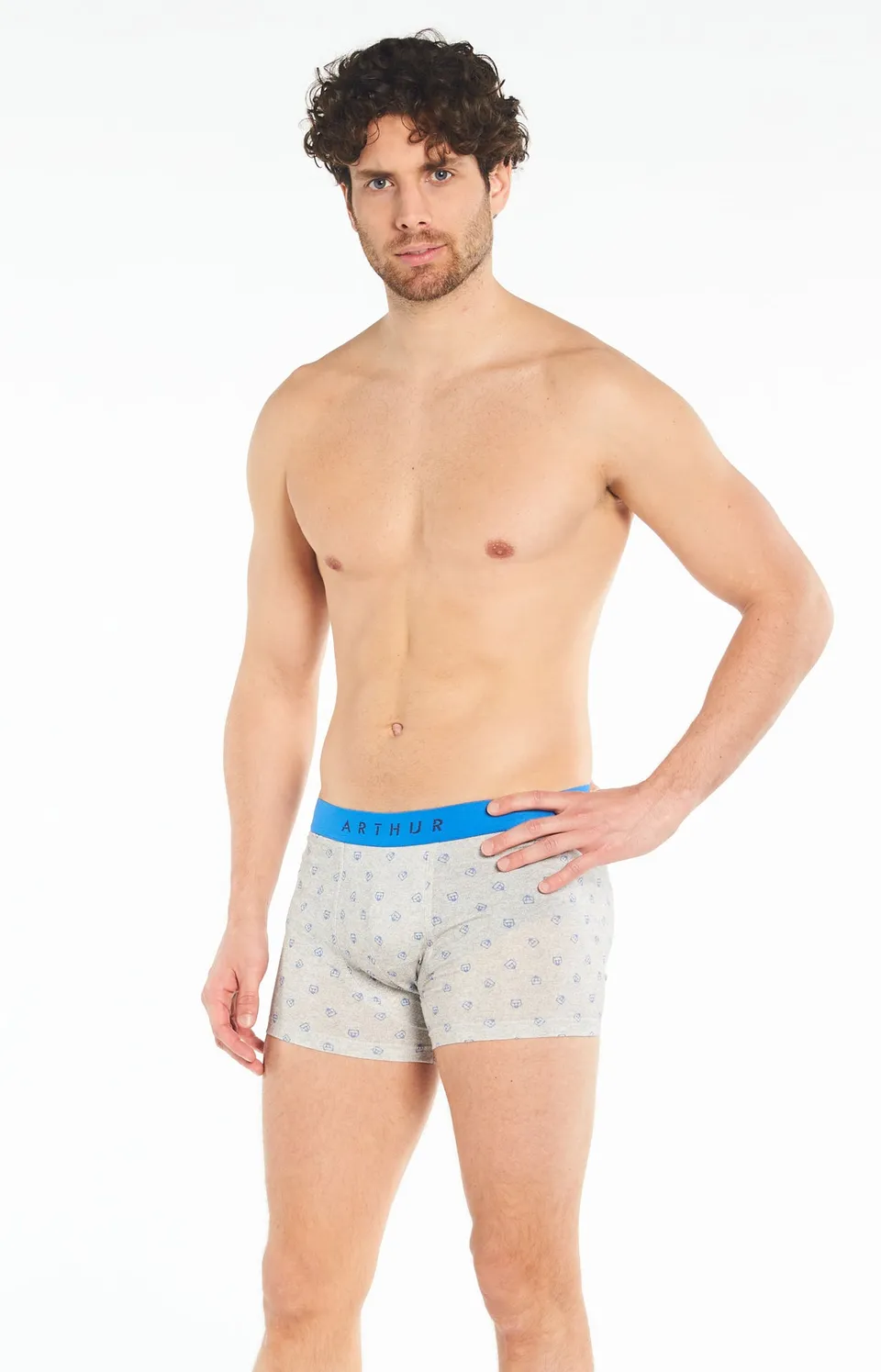 arthur-bob-boxer-logo-gris-coton-bio-homme image 1