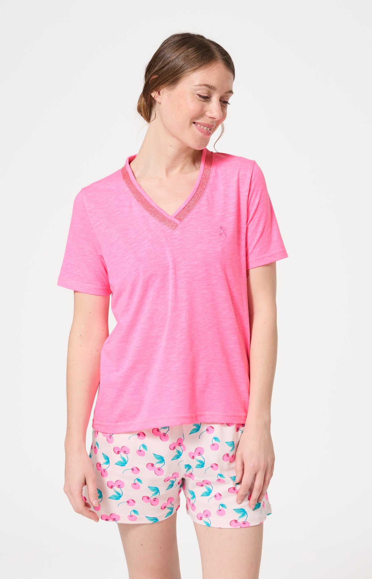 arthur-bob-amarena-tee-shirt-coton-rose-fluo image 1