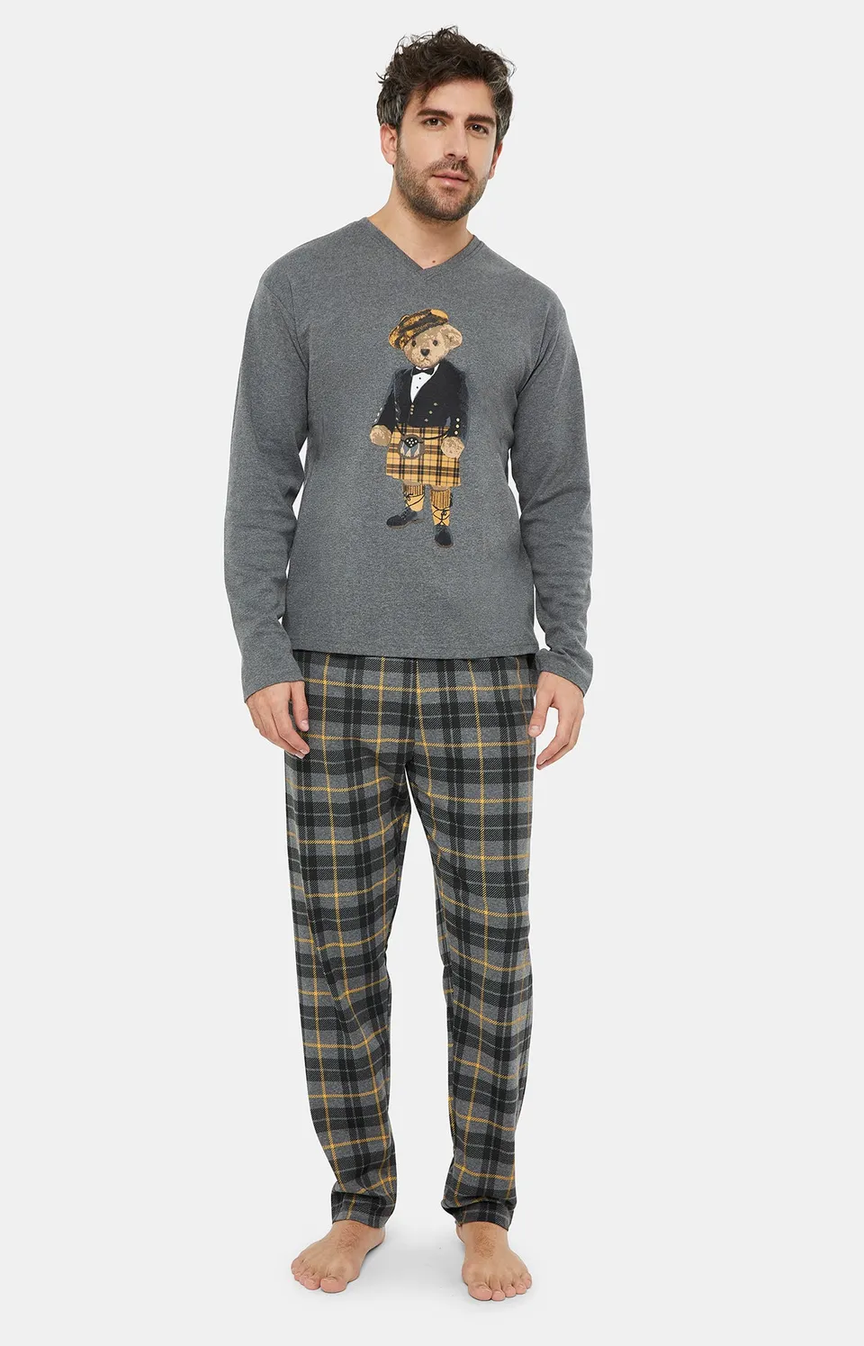 arthur-bob-boston-marine-pyjama-homme-jaune-coton image 1