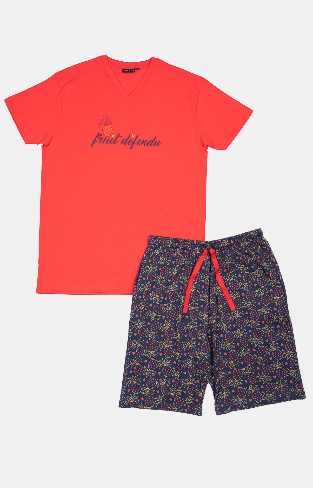 arthur-bob-fruit-d-fendu-pyjashort-homme-marine-coton image 3