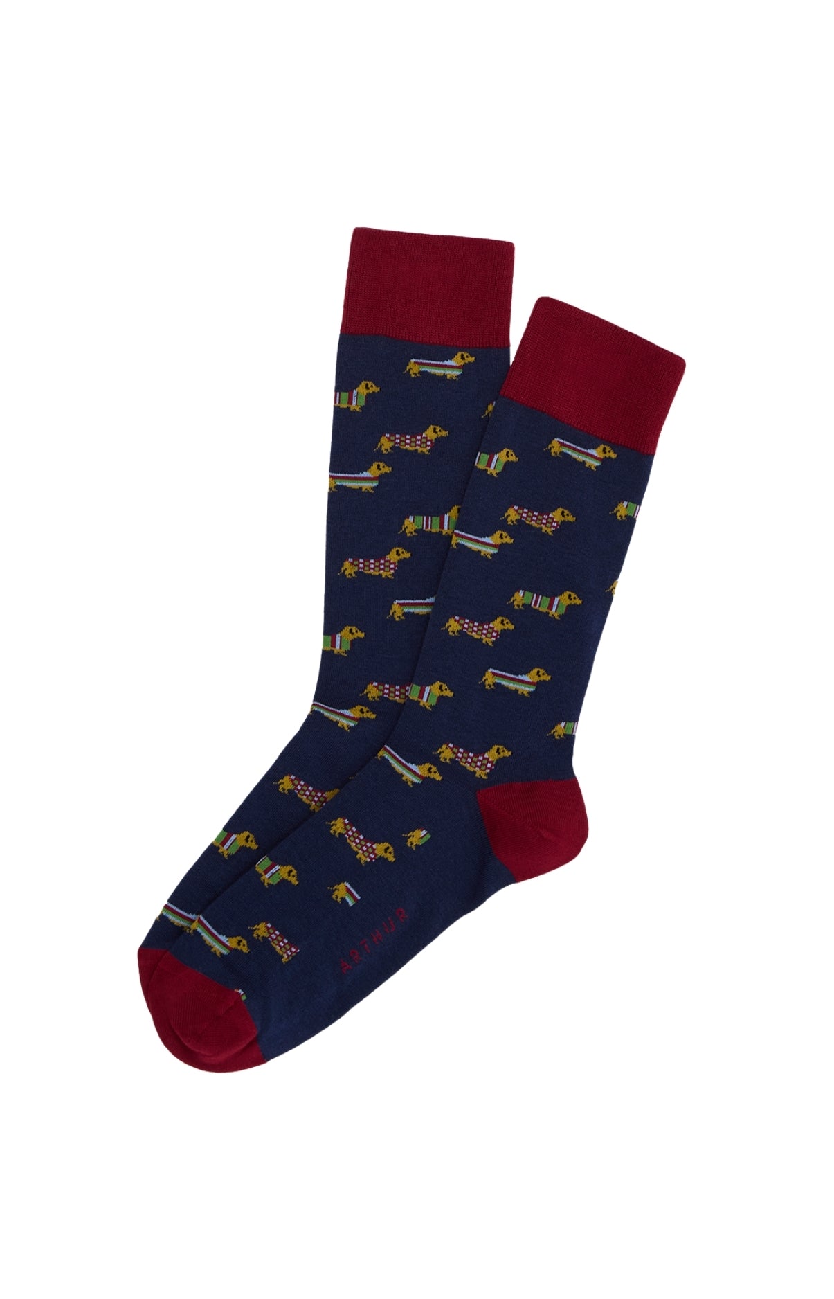 arthur-bob-chaussettes-coton-teckel-marine-homme-40-46 image 1