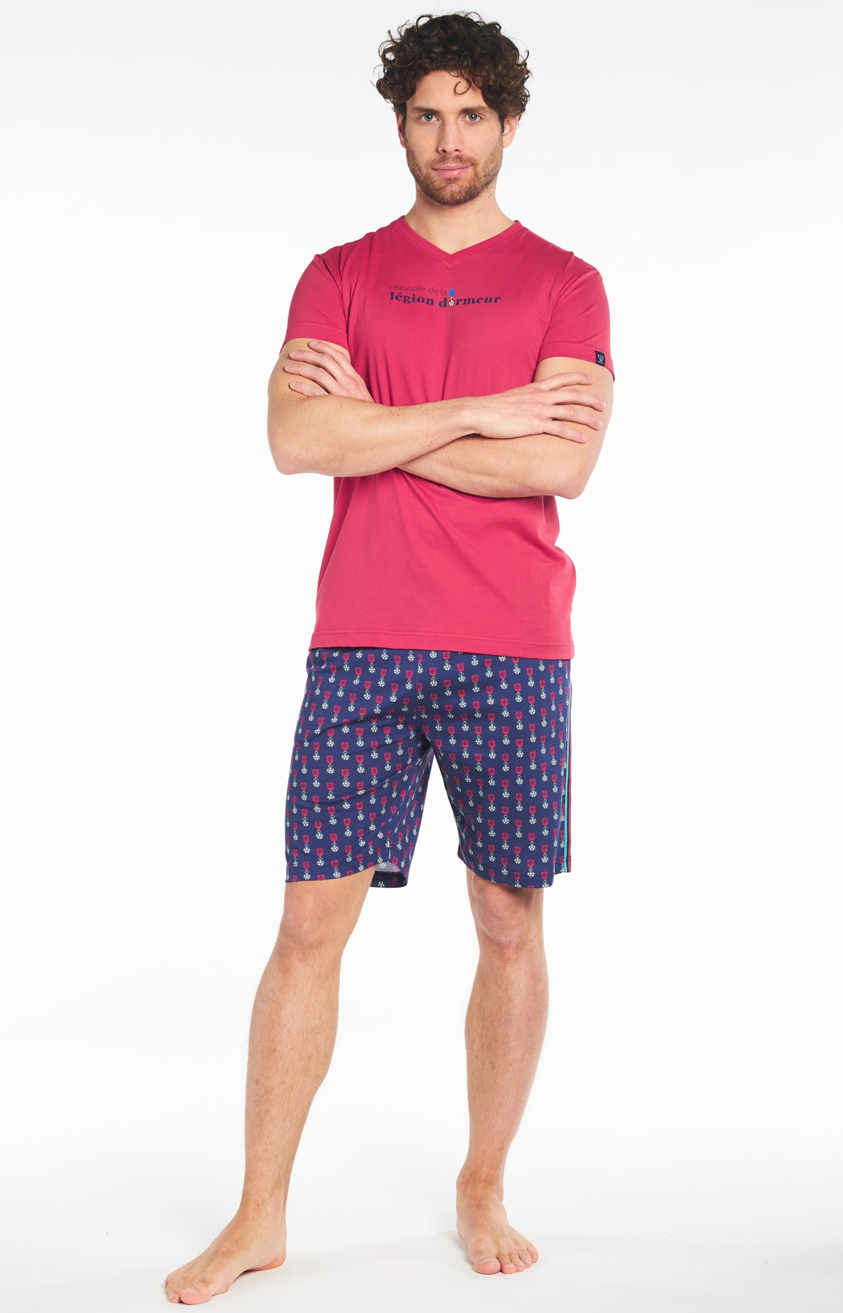 arthur-bob-l-gion-dormeur-pyjashort-homme-marine-coton-bio image 4